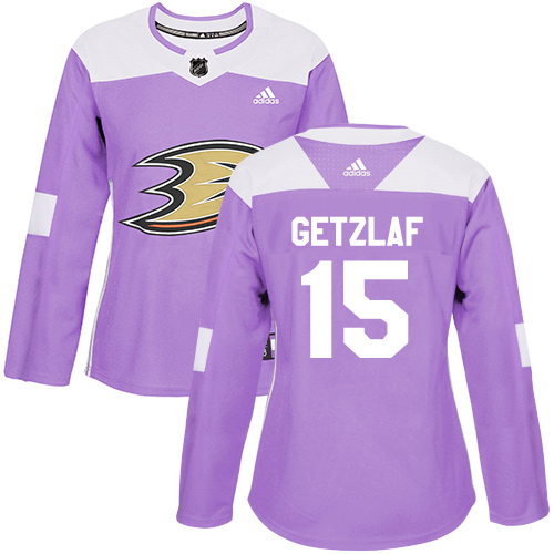 Adidas Ducks #15 Ryan Getzlaf Purple Authentic Fights Cancer Women's Stitched NHL Jersey